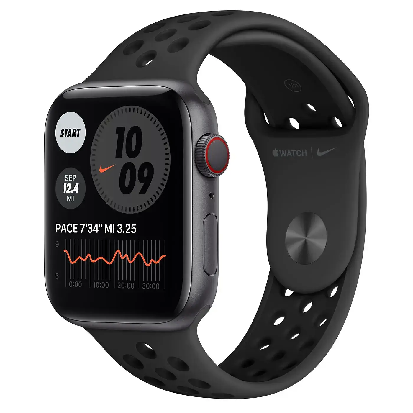 Apple Watch Series 6 Nike GPS + Cellular 44mm Space Gray Aluminum Case with Anthracite/Black Nike Sport Band (MG2J3, M09Y3)